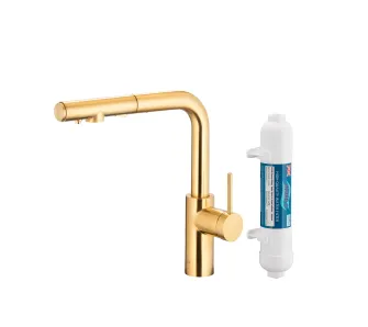 Bateria KFA Armatura Duero Pure Basic Pull-Out 6623-112-39 Jasne złoto Stal szlachetna