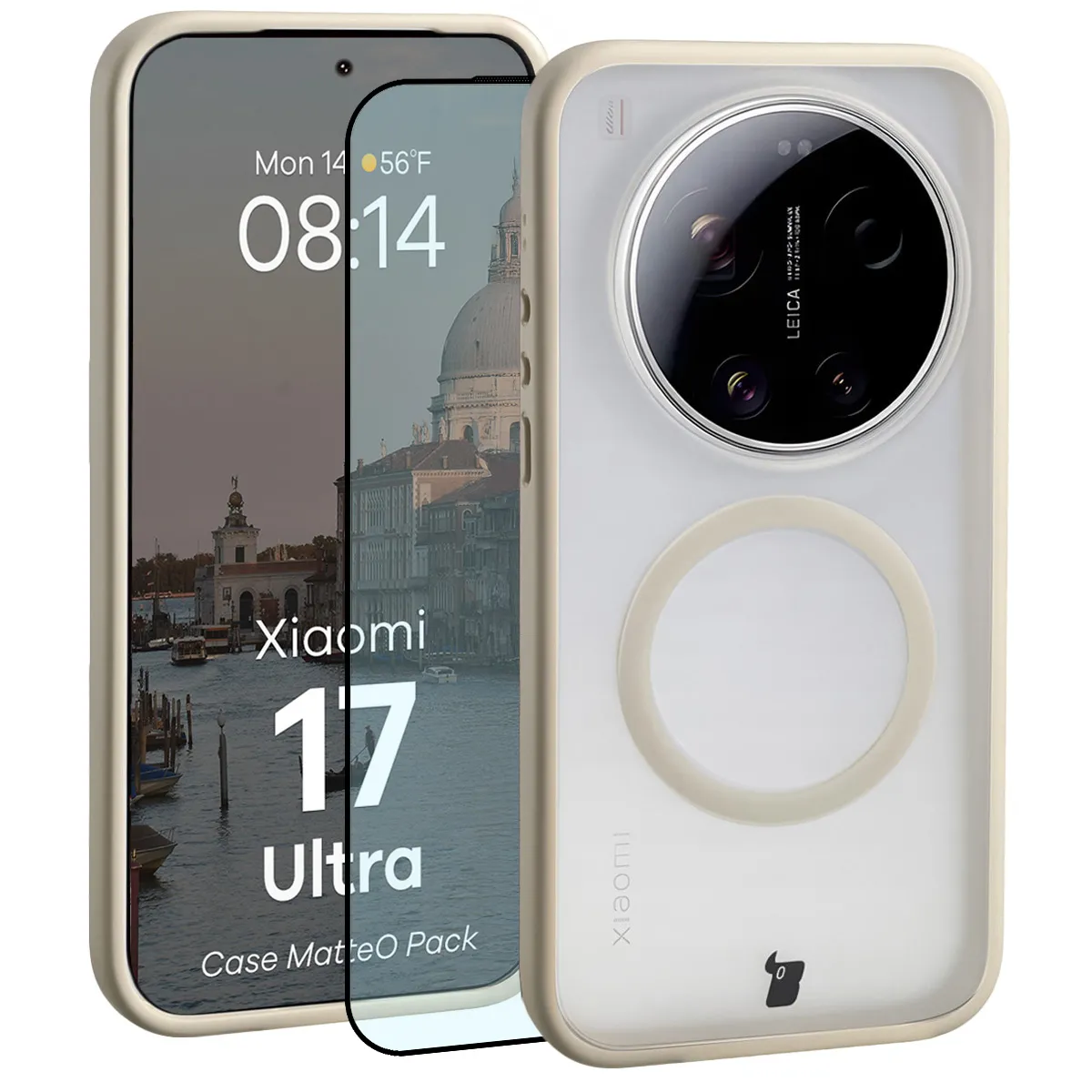 Szkło hartowane Bizon MatteO Pack do Xiaomi 17 Ultra Beżowy