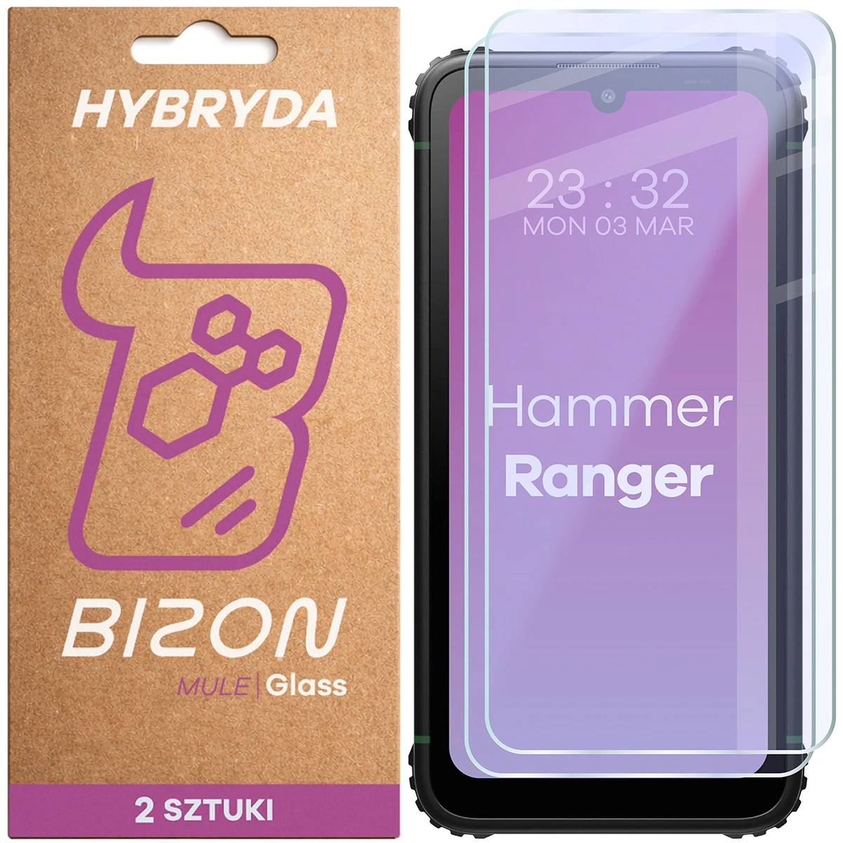 Szkło hybrydowe Bizon elastyczne Glass Mule Duo do HAMMER Ranger 2 sztuki