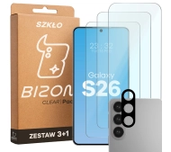 Bizon Szkło + szybka na aparat Glass Clear Pack do Galaxy S26 3 sztuki