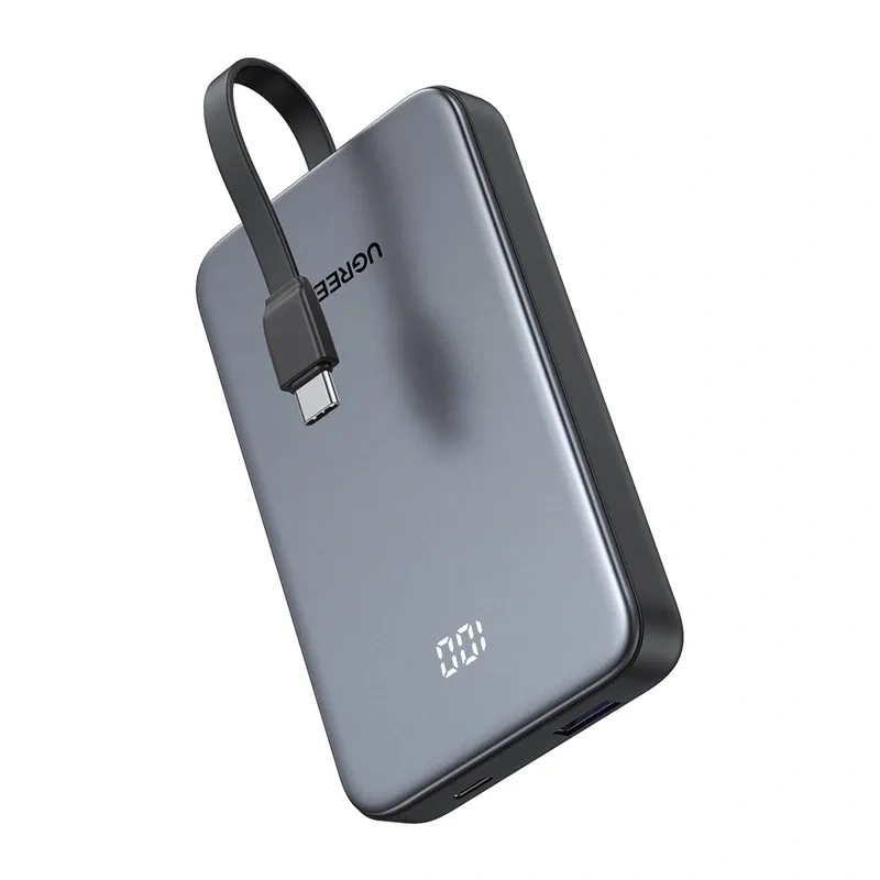 Powerbank UGREEN PB526 10000mAh 20W Wbudowany kabel Szary