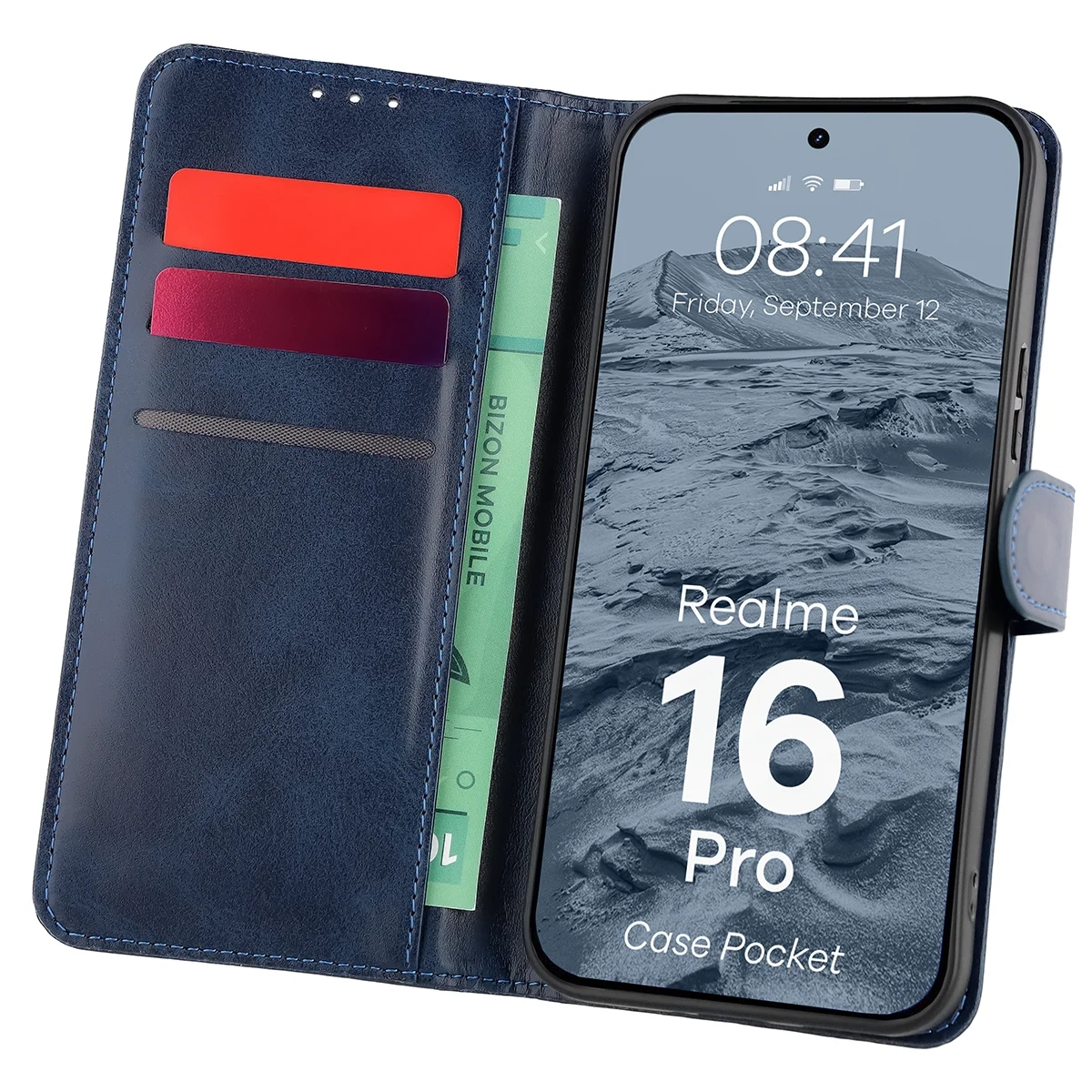 Etui Bizon Case Pocket do Realme 16 Pro 5G Granatowy