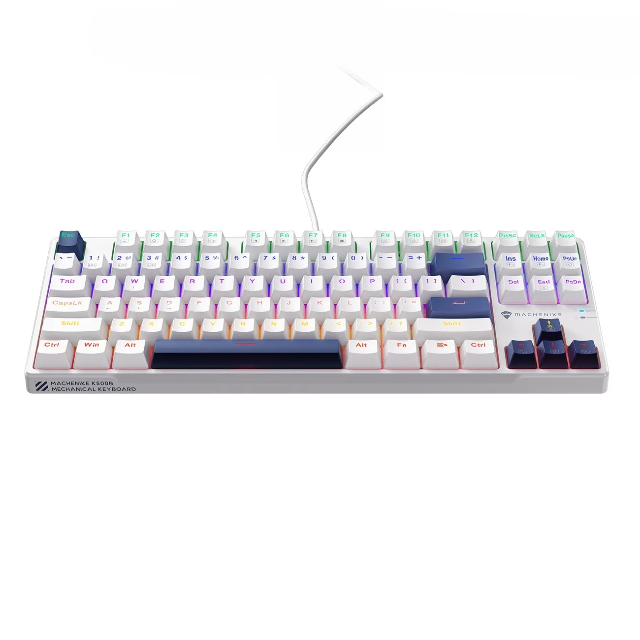 Klawiatura mechaniczna Machenike K500B-B87 Gamingowa Przewodowa Red Switch Biała