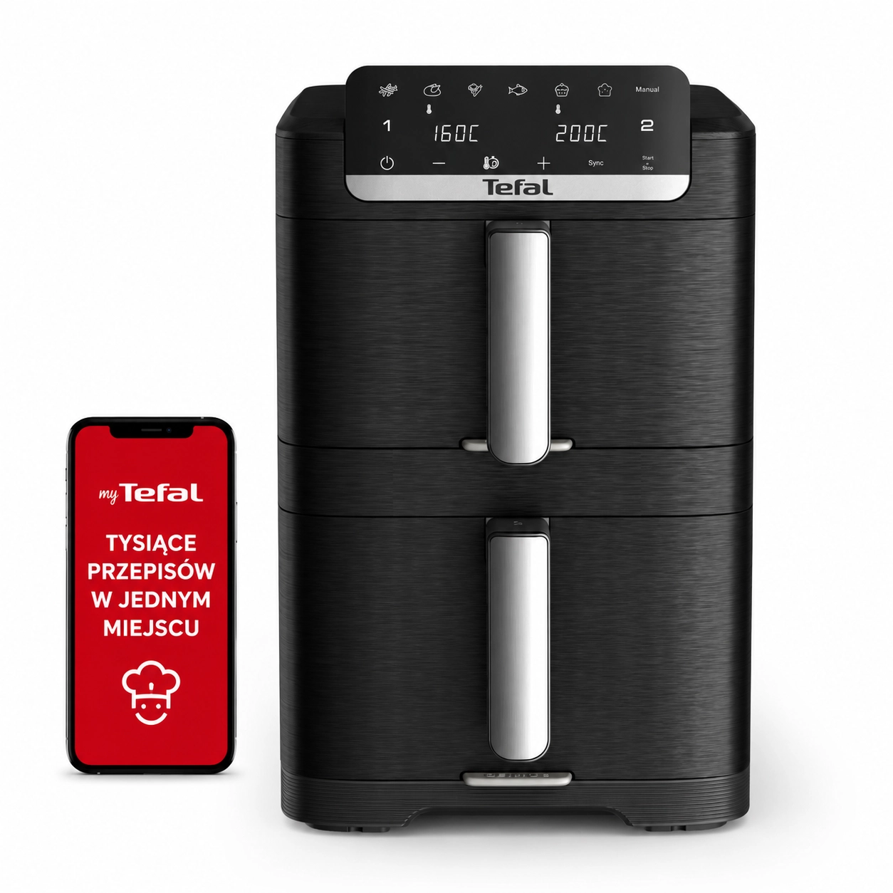 Air fryer Tefal Easy Fry Crispy Stack EY7568 2700W 10l Aplikacja mobilna