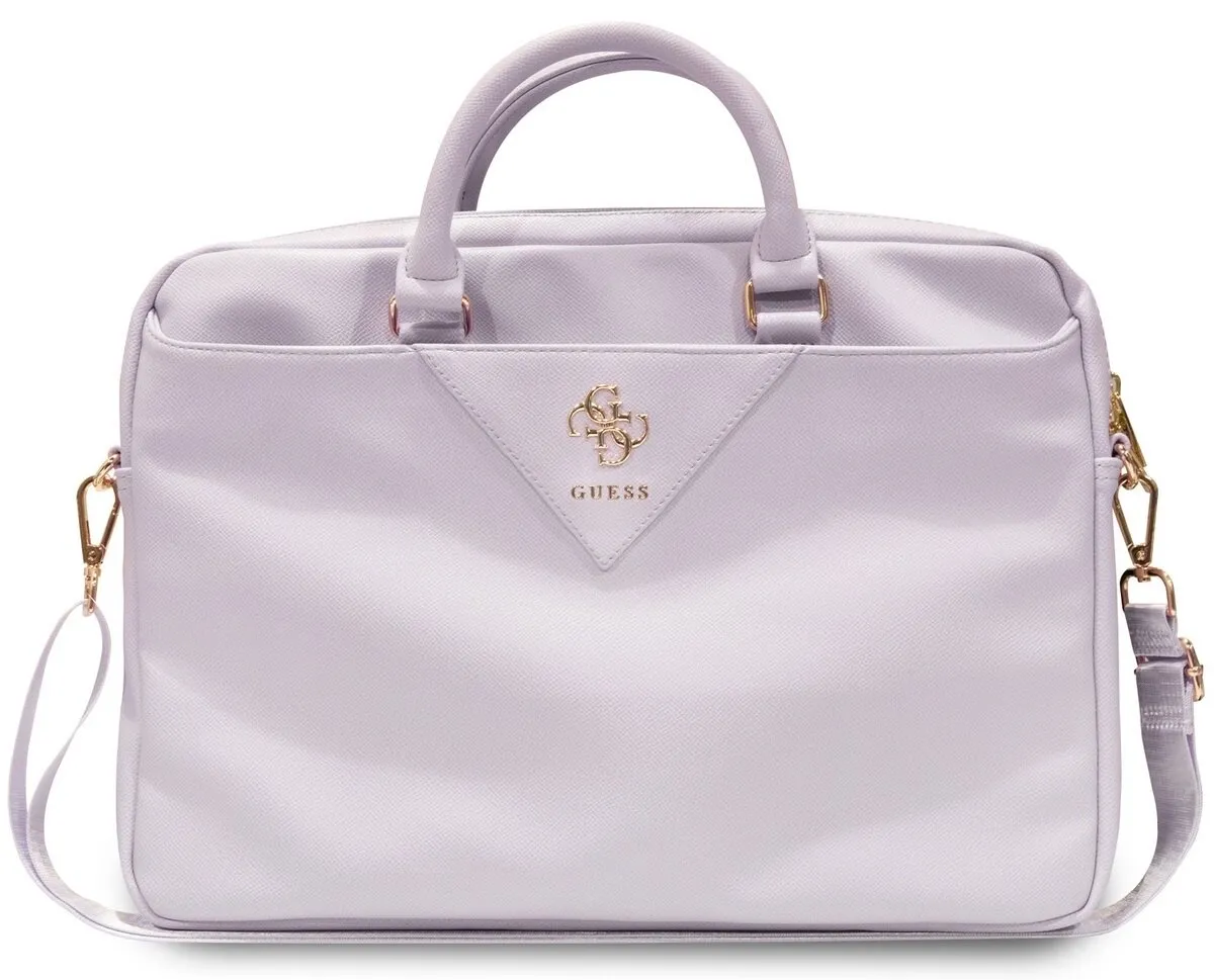 Torba na laptopa Guess ZIP Leather Triangle 16" Fioletowy