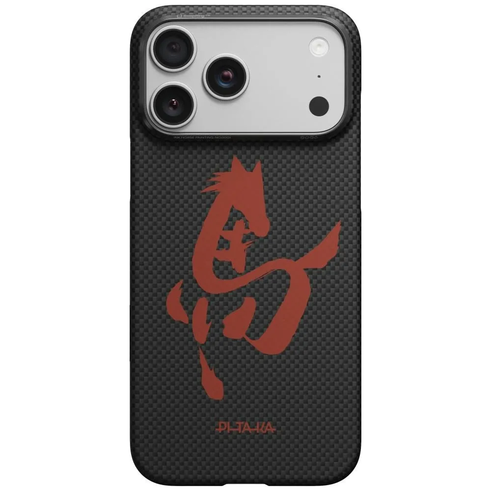 Etui Pitaka Edge Case Ink Horse Painting do iPhone 17 Pro Max Czarny