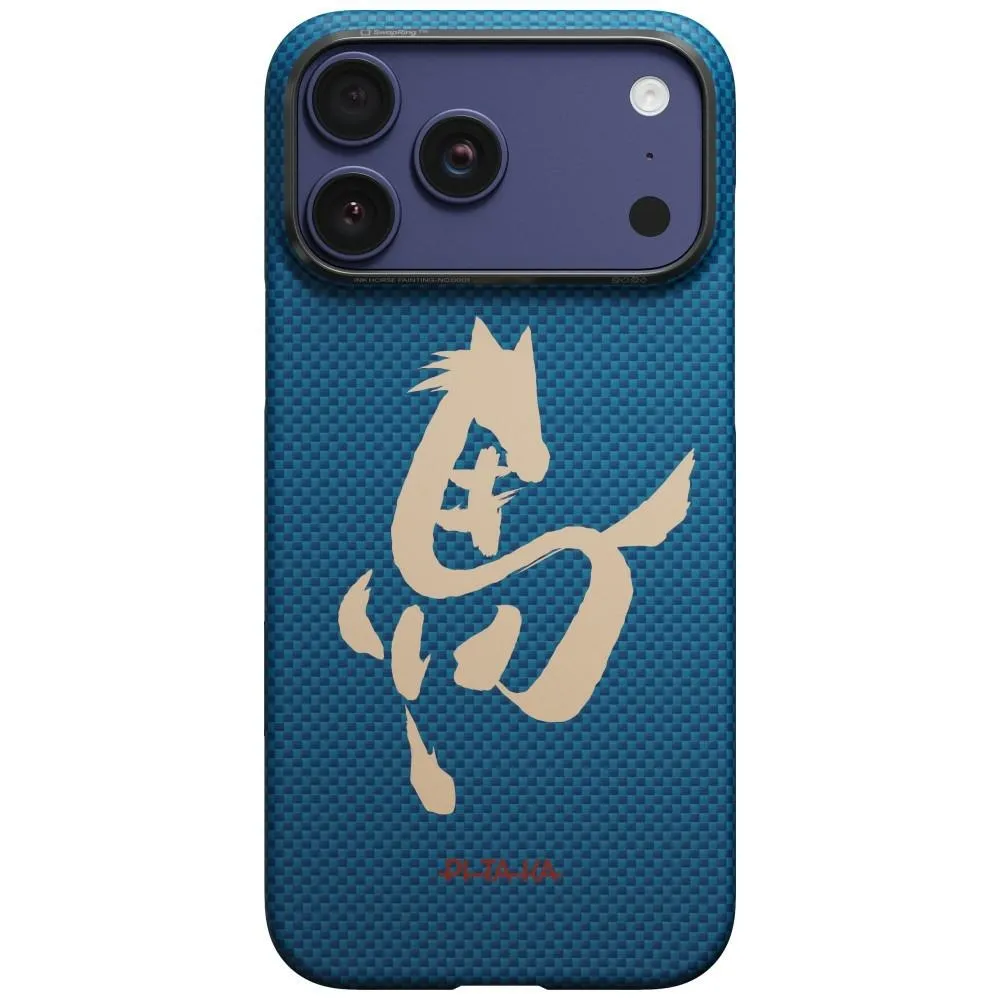 Etui Pitaka Edge Case Ink Horse Painting do iPhone 17 Pro Max Niebieski