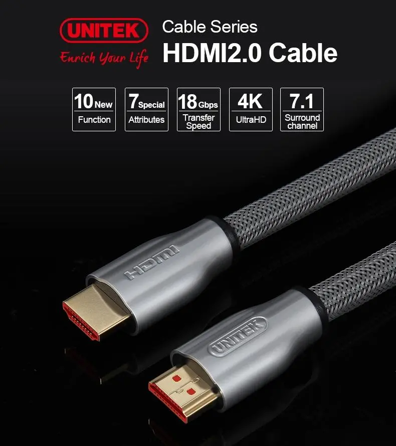Kabel HDMI Unitek Y-C139RGY 3m Srebrny