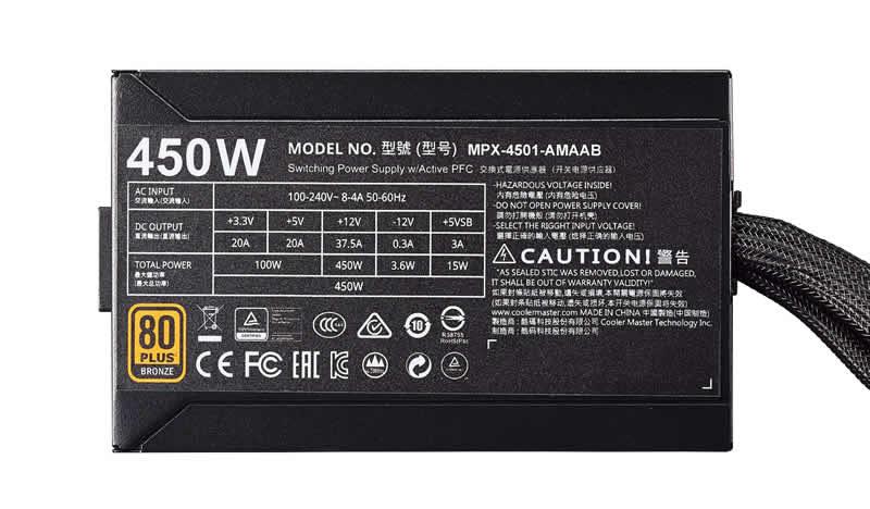 Zasilacz Cooler Master MasterWatt 450W 80+ Bronze