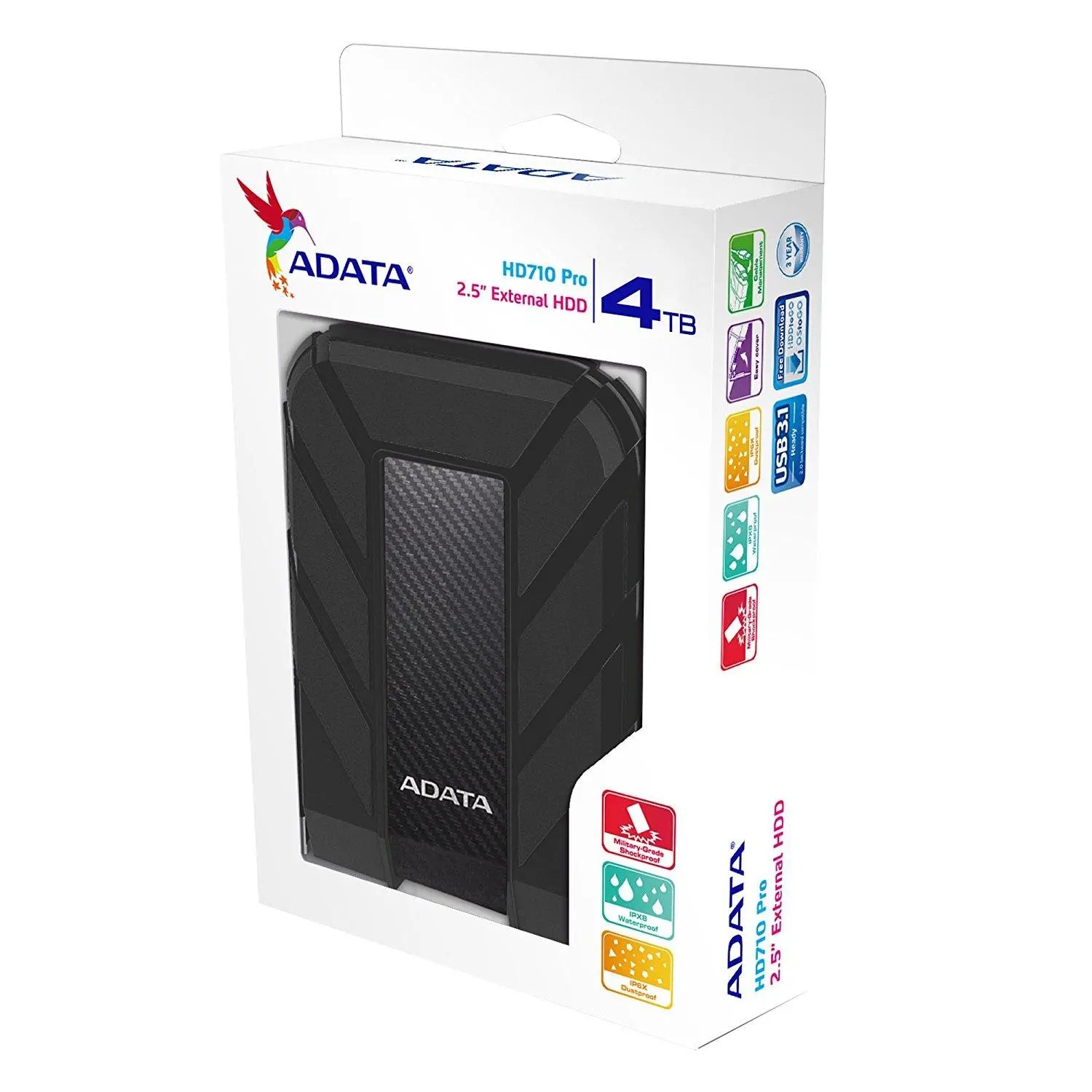 Dysk Adata DashDrive Durable HD710 Pro 4TB  USB 3.0 Czarny