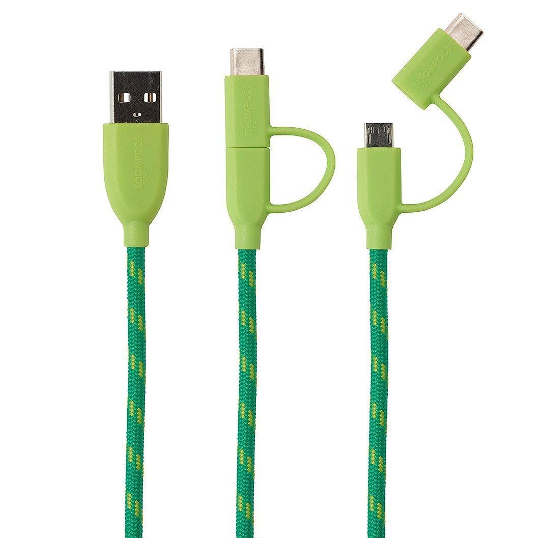 Kabel Boompods DUSBCGRN 2w1 microUSB+USB C (zielony)