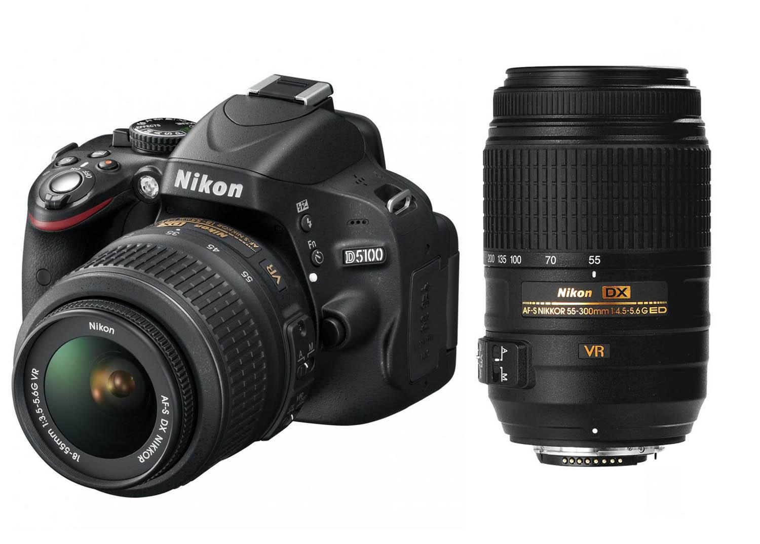 Lustrzanka Nikon D5100 + 18-55 mm VR + 55-300 mm VR