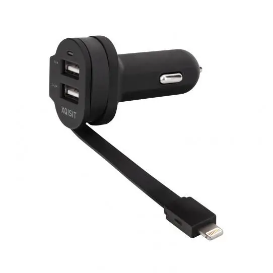 Ładowarka samochodowa Xqisit Car Charger 6A Dual USB+Lightning Czarny