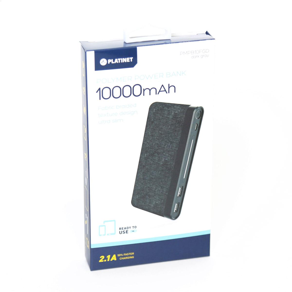 Powerbank Platinet PMPB10FGD Fabric Braided 10000mAh (szary)