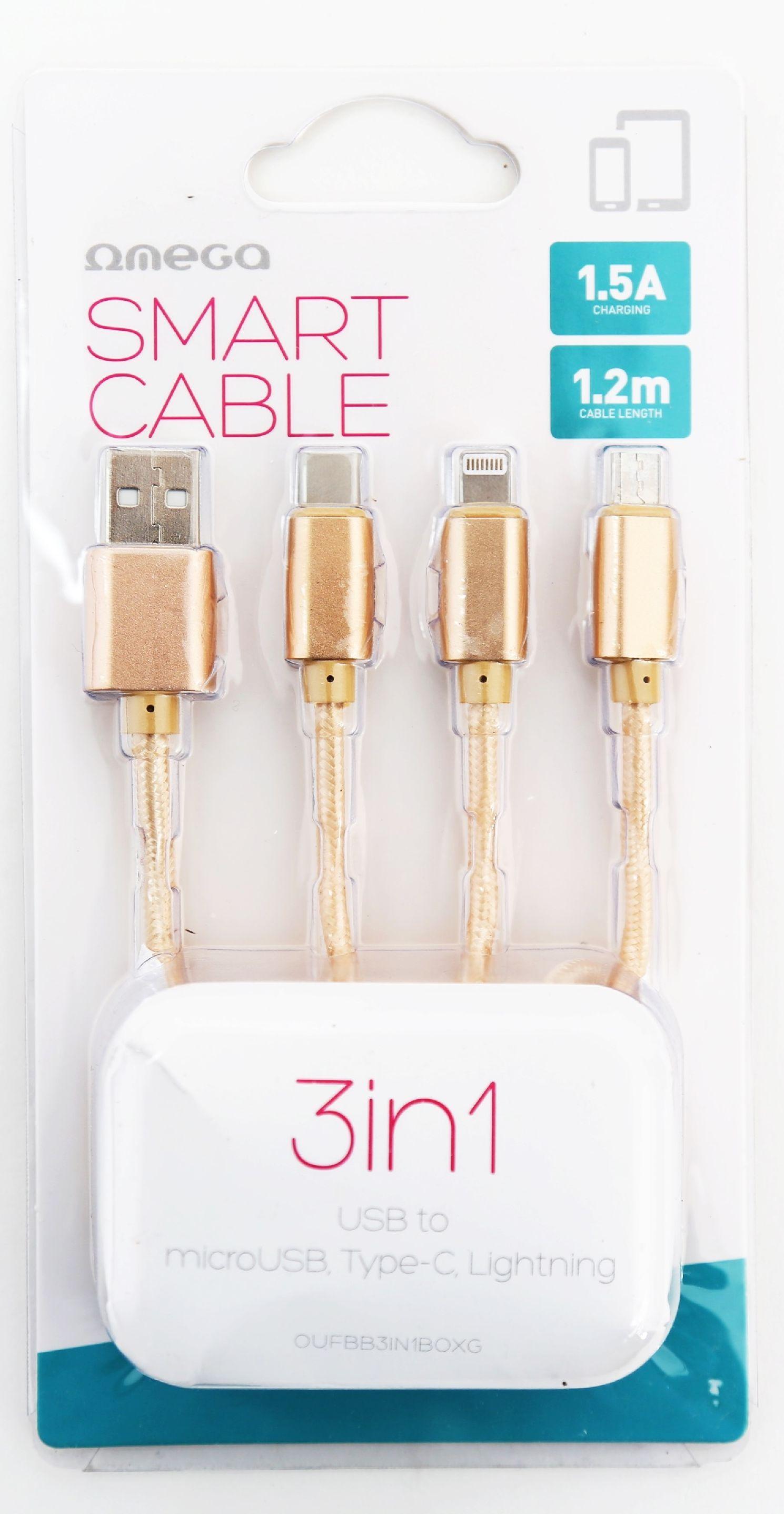 Kabel Omega OUFBB3IN1BOXGL (złoty)