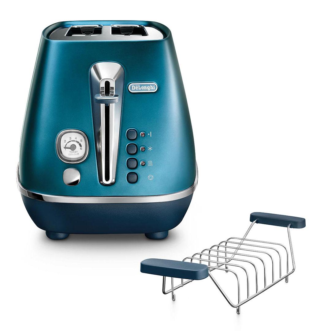 Toster DeLonghi Distinta Flair CTI 2103.BL Ruszt do bułek Rozmrażanie 900W