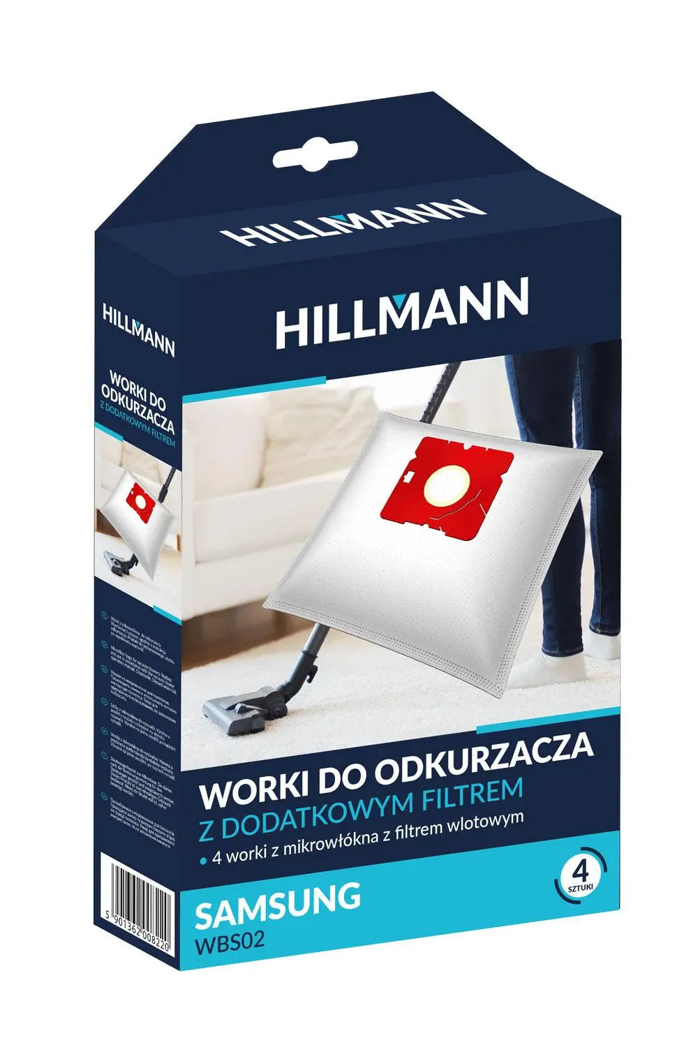 Worki do odkurzacza HILLMANN WBS02 4szt. + filtr