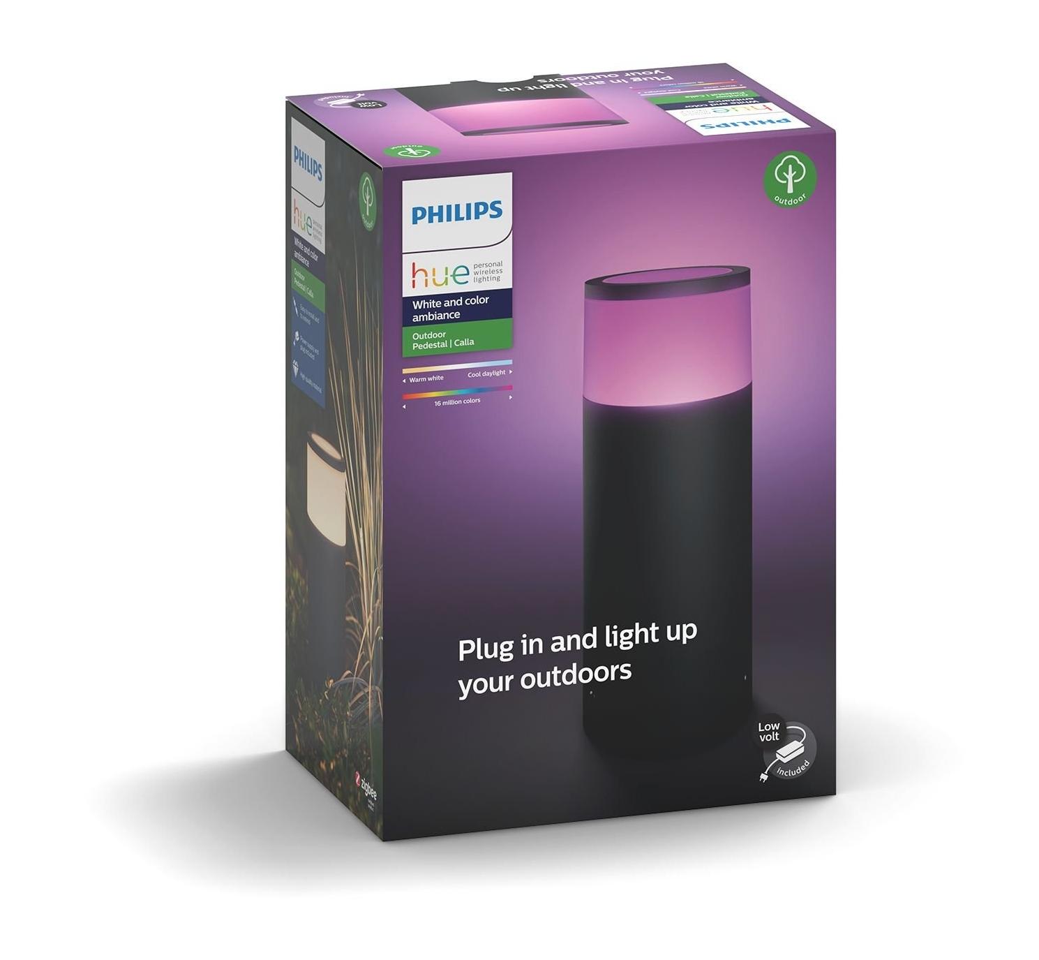 Zewnętrzna latarnia Philips Calla Hue Pedestal Black 17423/30/P7