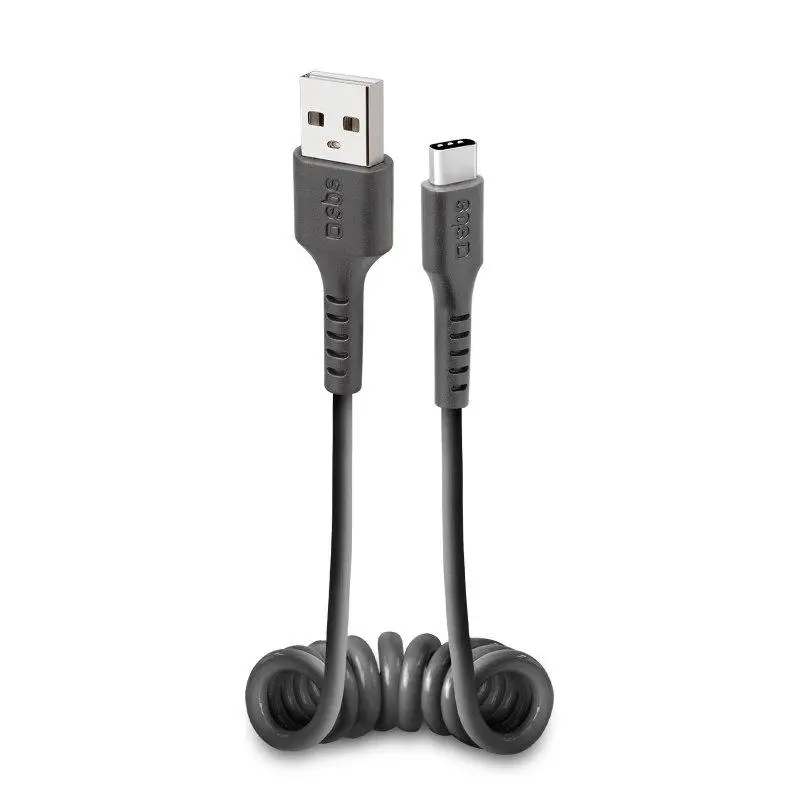 Kabel SBS TECABLETYPCSK USB typ C spiralny 0,5m Czarny