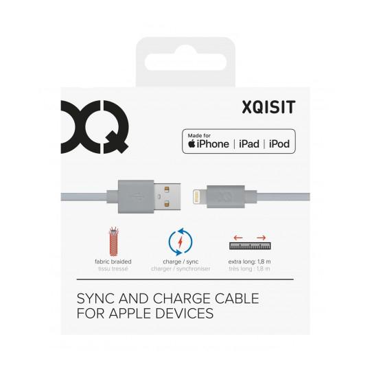 Kabel Xqisit Cotton Cable Lightning-USB A (srebrny)