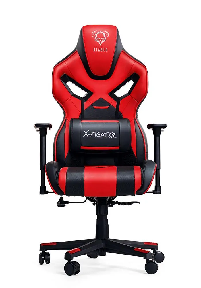 Fotel Diablo Chairs X-Fighter Normal Size Gamingowy do 150kg Skóra ECO Czarno-czerwony