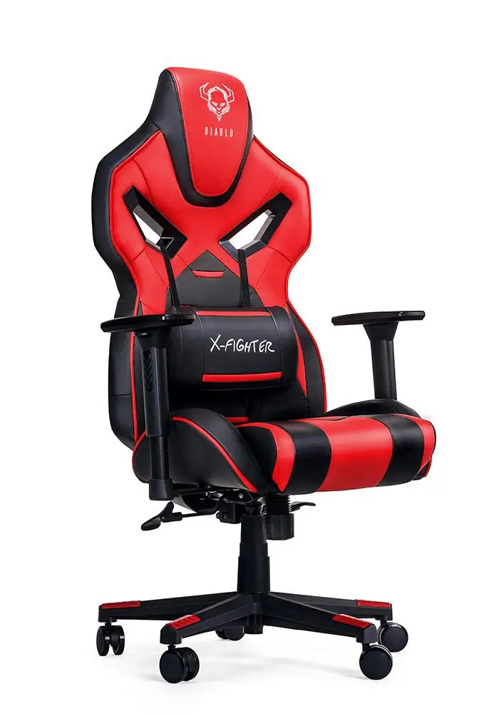 Fotel Diablo Chairs X-Fighter Normal Size Gamingowy do 150kg Skóra ECO Czarno-czerwony