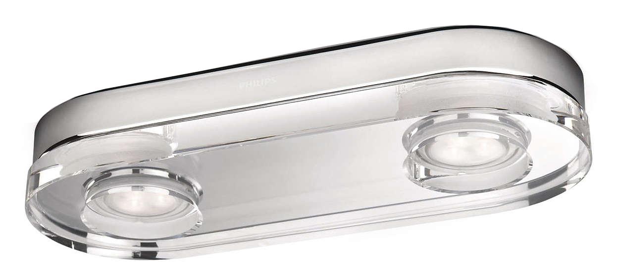 Philips Mira ceiling lamp chrome 2x6W 230V 32208/11/16