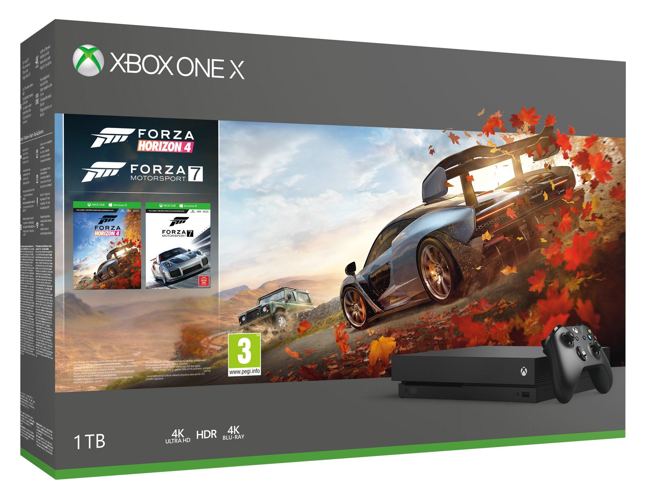 Xbox One X + Forza Horizon 4 + Forza Motosport 7 + 2 pady