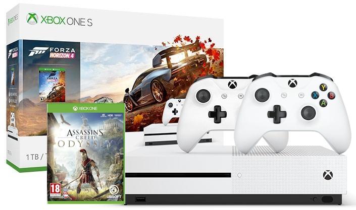 Xbox One S 1TB + Forza Horizon 4 + Assassins Creed Odyssey + 2 pady