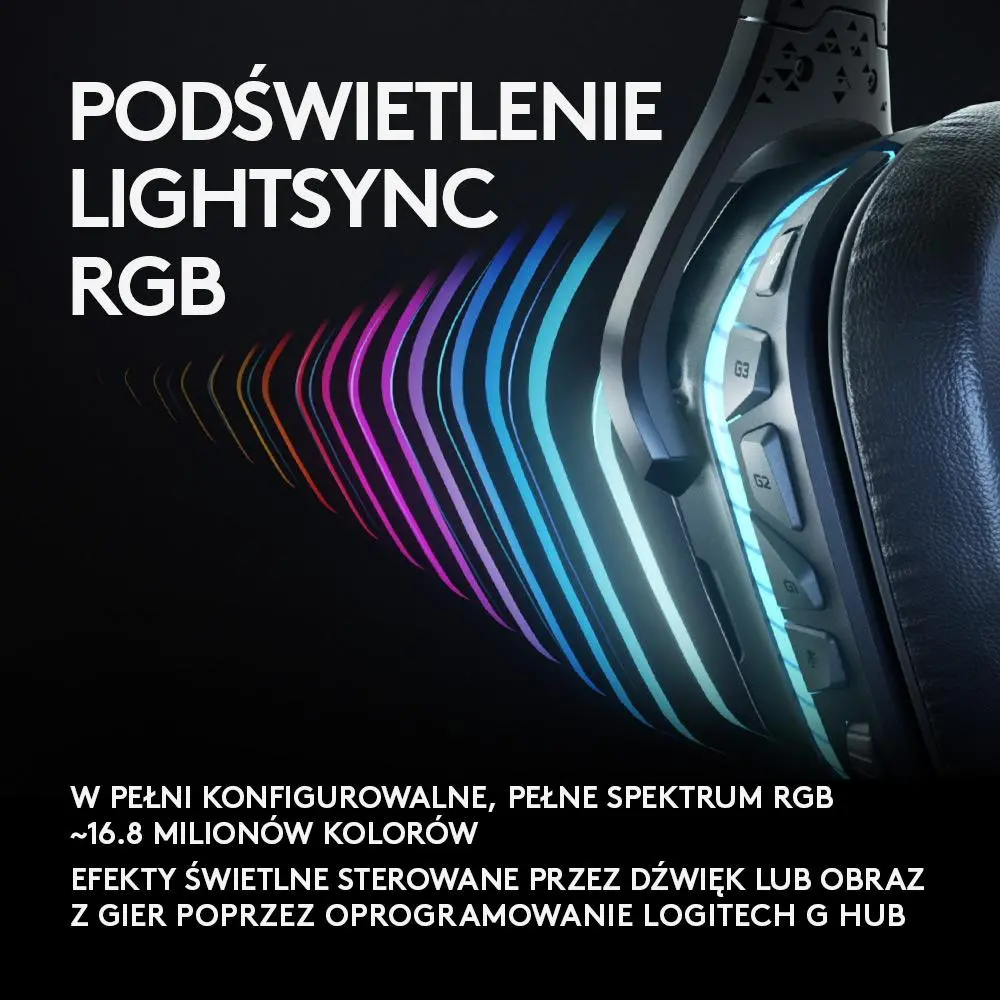 Słuchawki bezprzewodowe z mikrofonem Logitech G935 Nauszne Czarno-niebieski