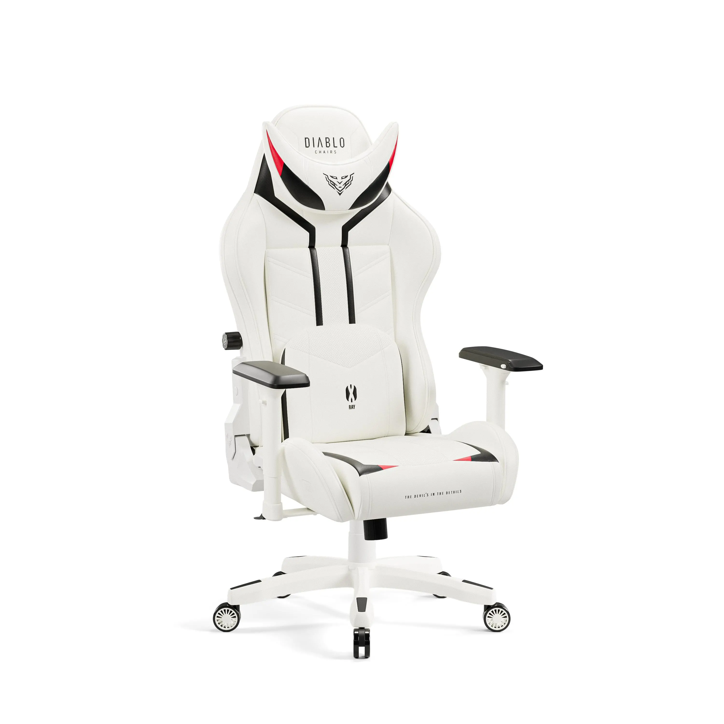 Fotel Diablo Chairs X-Ray 2.0 Normal Size Gamingowy do 136kg Skóra ECO Biało-czarny