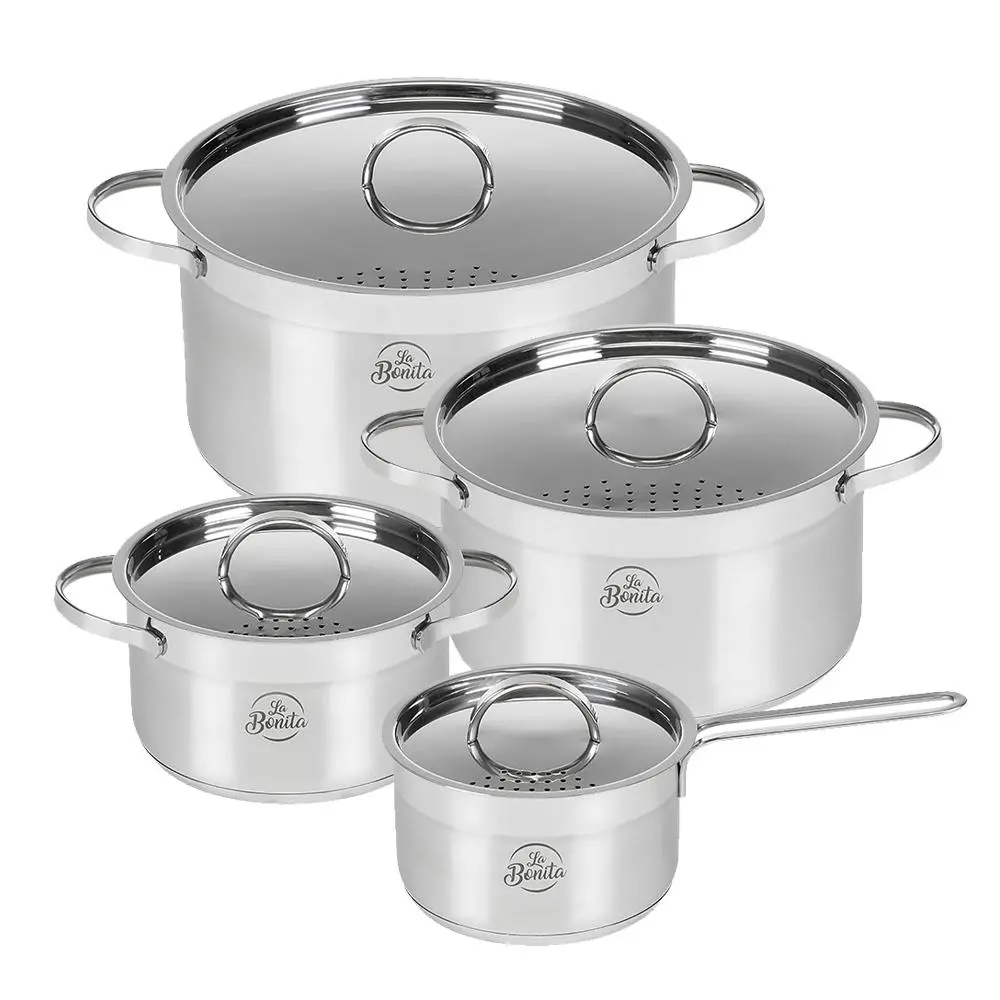 Zestaw garnków La Bonita Solido Indukcja Stal nierdzewna 8 elementów
