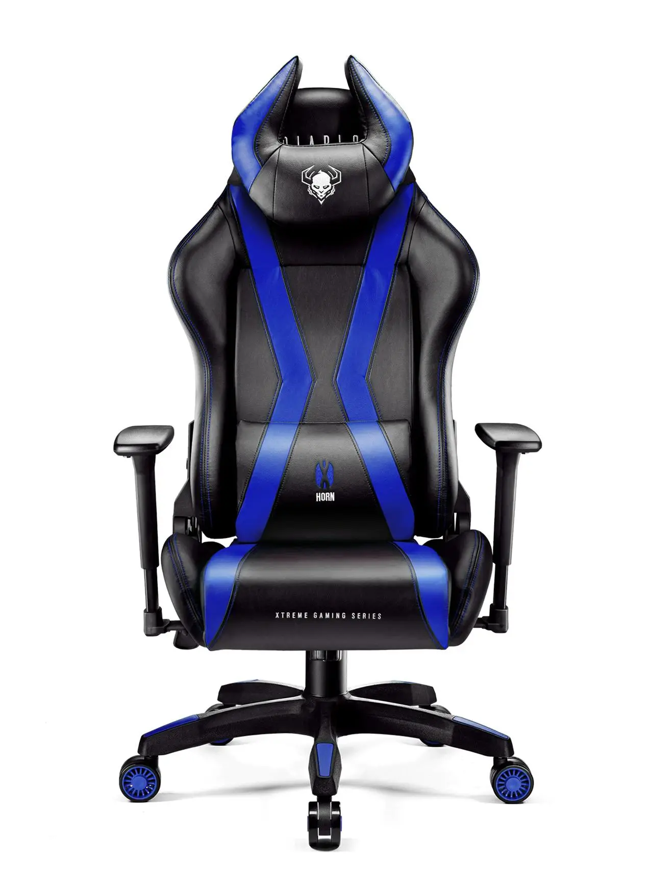 Fotel Diablo Chairs X-Horn 2.0 Normal Size Gamingowy do 160kg Skóra ECO Czarno-niebieski
