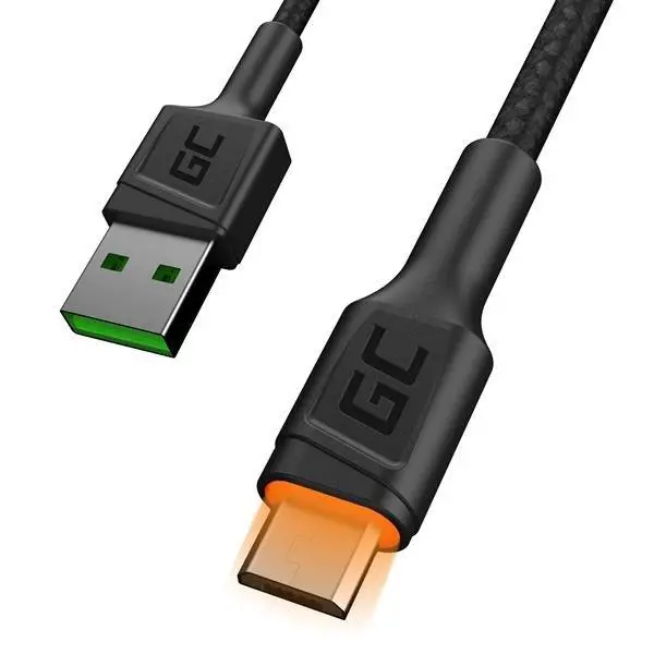 Kabel Green Cell GC Ray USB do Micro USB LED 1,2m Czarny