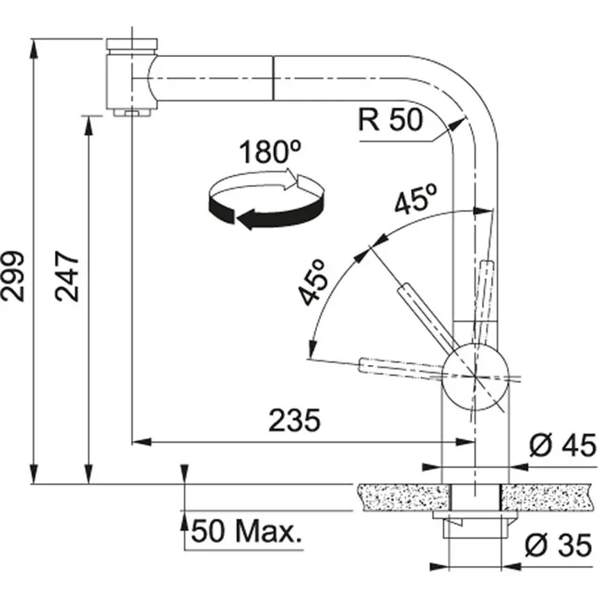 Bateria Franke Atlas Pull-Out Spray Stal Szlachetna Stal szlachetna