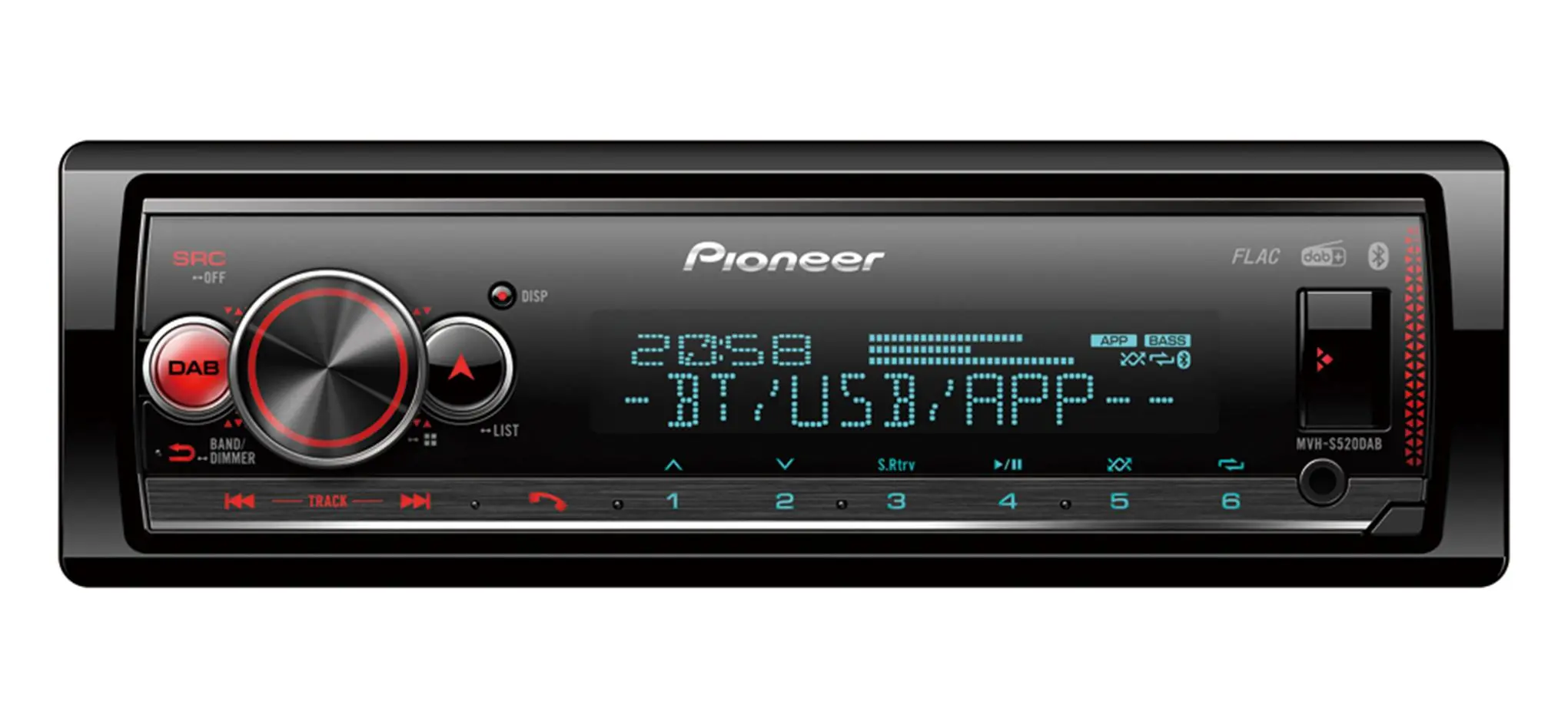 Radioodtwarzacz samochodowy Pioneer MVH-S520DAB z USB 4x50W Bluetooth