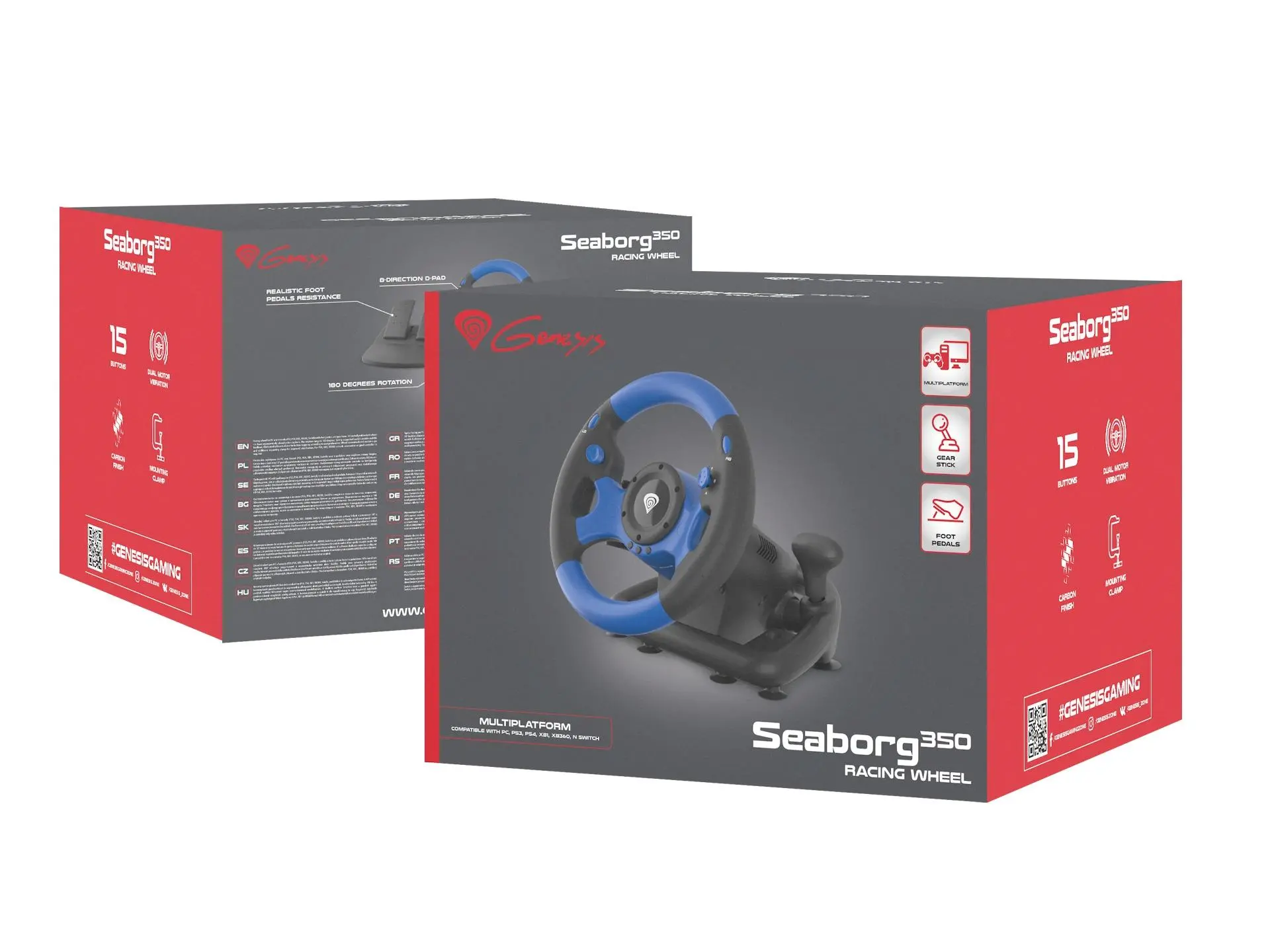 Kierownica Genesis Seaborg 350 z pedałami do PS4, PS3, Xbox One, Xbox 360, PC, Nintendo Switch
