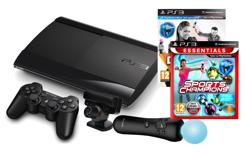 Sony PlayStation 3 500GB + Move + 2 gry, Konsola PlayStation