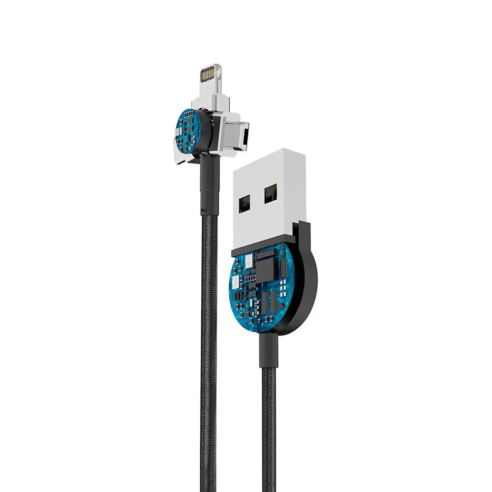 Kabel Forever Core magnetyczny 3w1 z przesyłem danych 2,5A 1m Czarny