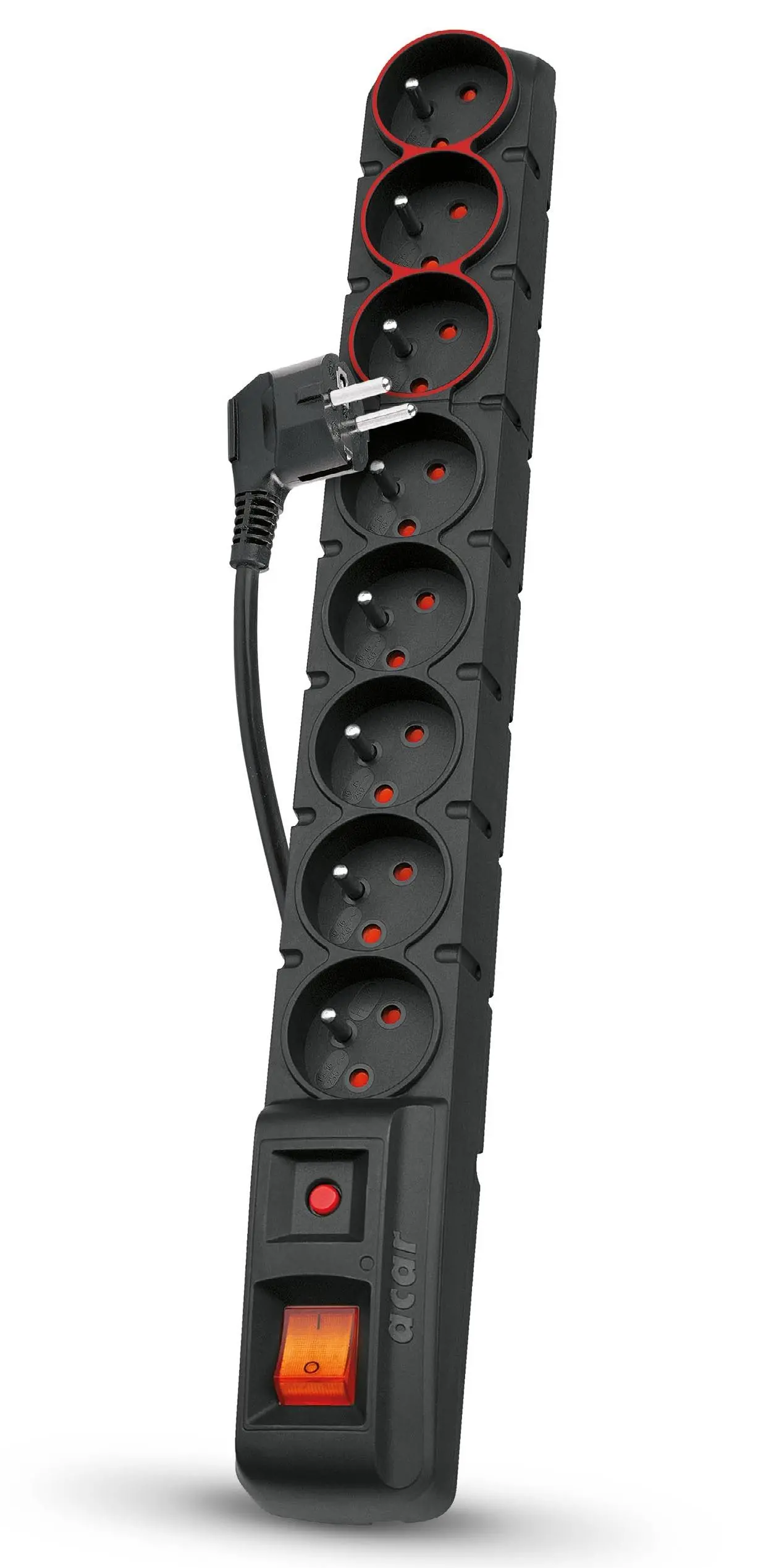 Listwa Acar S8 dual 8 gniazd 3m Czarny