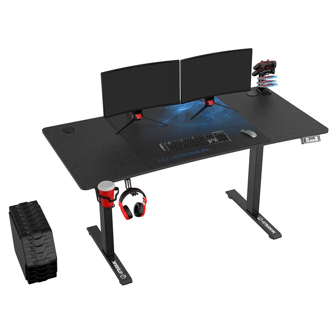 Biurko Ultradesk LEVEL V2 140cm Regulacja wysokości Czarno-niebieski