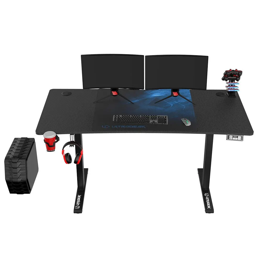 Biurko Ultradesk LEVEL V2 140cm Regulacja wysokości Czarno-niebieski