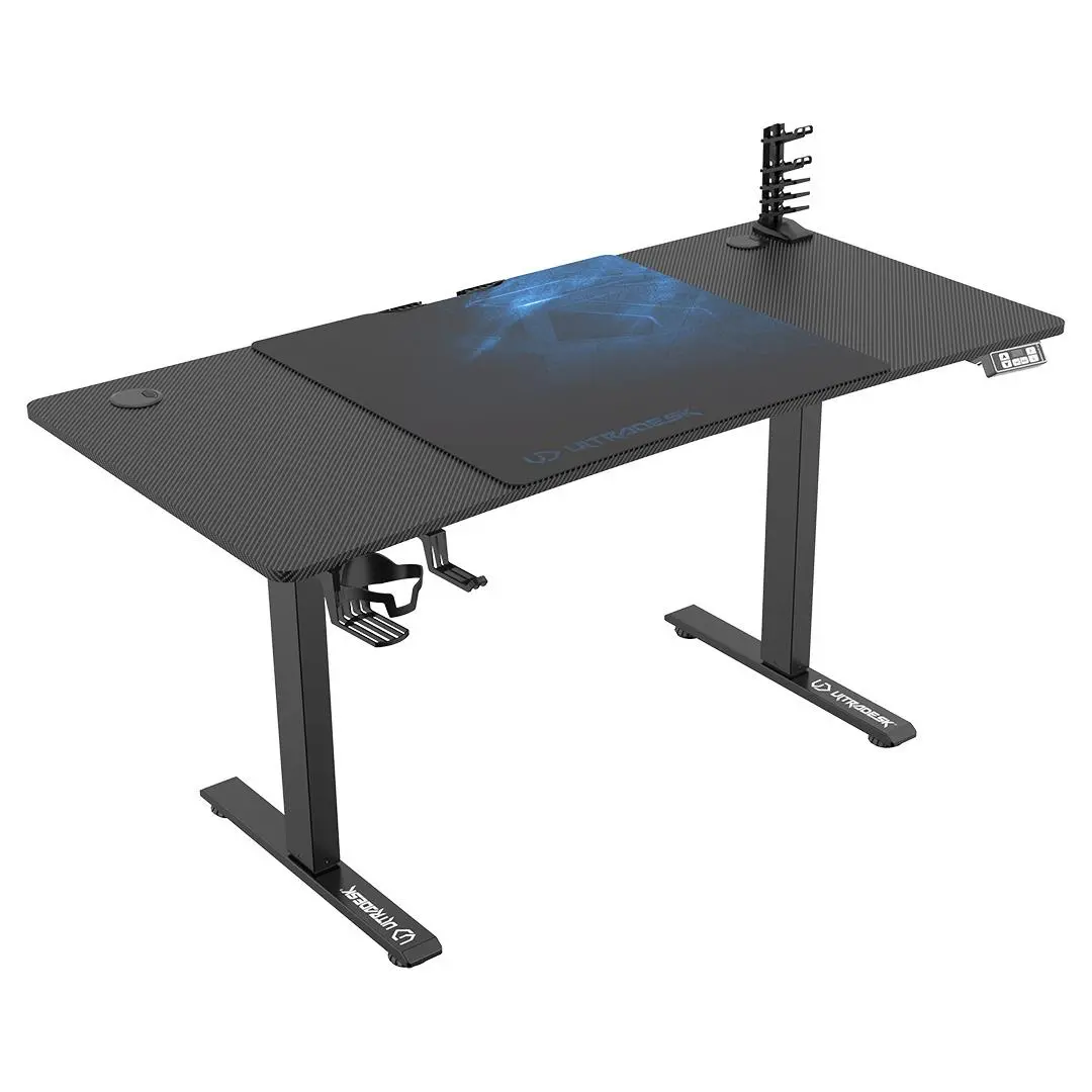 Biurko Ultradesk LEVEL V2 140cm Regulacja wysokości Czarno-niebieski