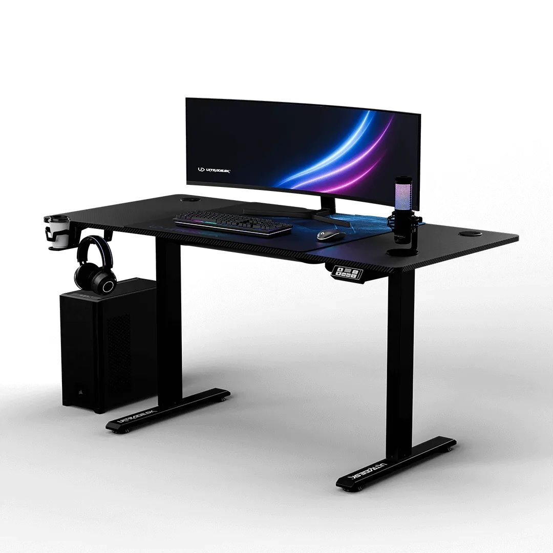 Biurko Ultradesk LEVEL V2 140cm Regulacja wysokości Czarno-niebieski