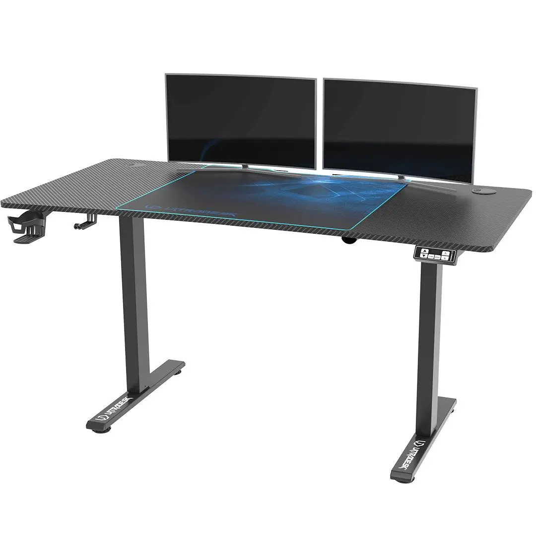 Biurko Ultradesk LEVEL V2 140cm Regulacja wysokości Czarno-niebieski