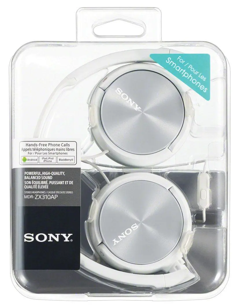 Słuchawki przewodowe Sony MDR-ZX310AP Nauszne Mikrofon Biały