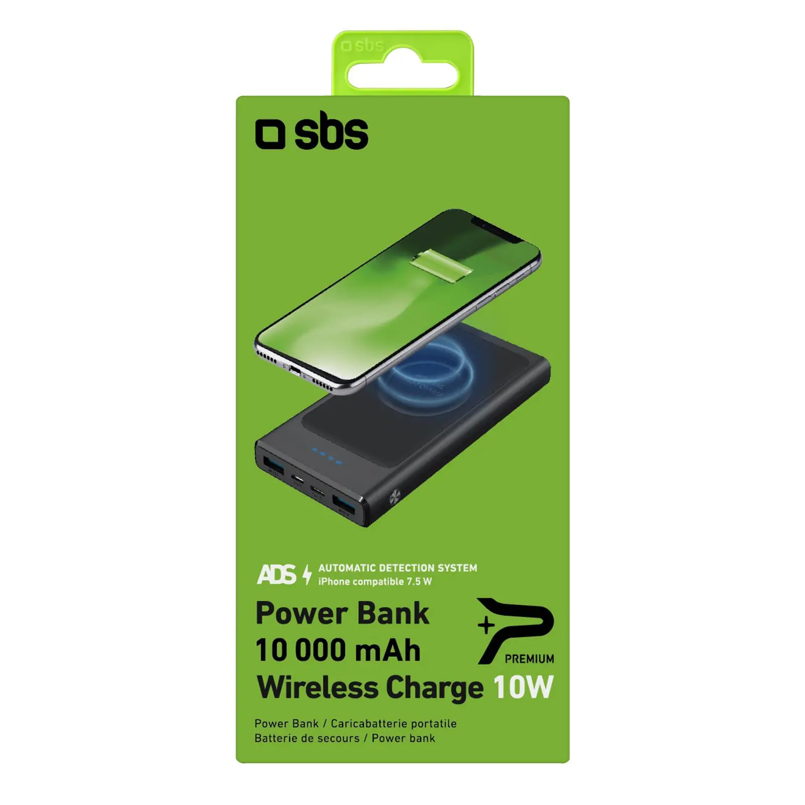 Powerbank SBS Wireless Extra-Slim TEBB10000WIRCK 10000mAh 10W Czarny