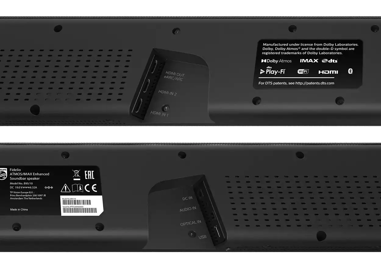 Soundbar Philips Fidelio B95/10 5.1.2 Wi-Fi Bluetooth AirPlay Chromecast Dolby Atmos DTS X