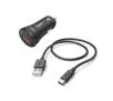 Ładowarka samochodowa Hama QC 3,0 kabel USB-C Czarny