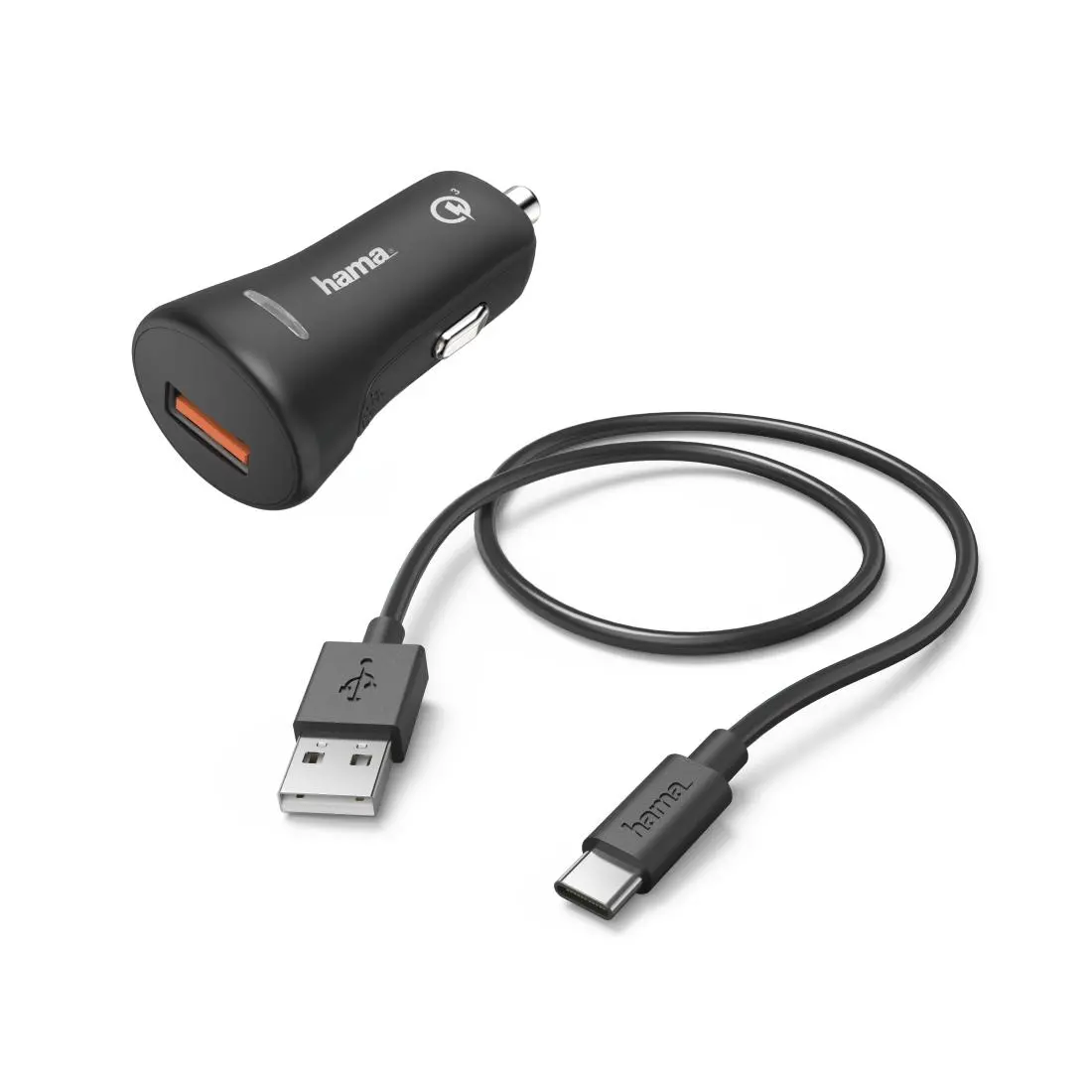 Ładowarka samochodowa Hama QC 3,0 kabel USB-C Czarny